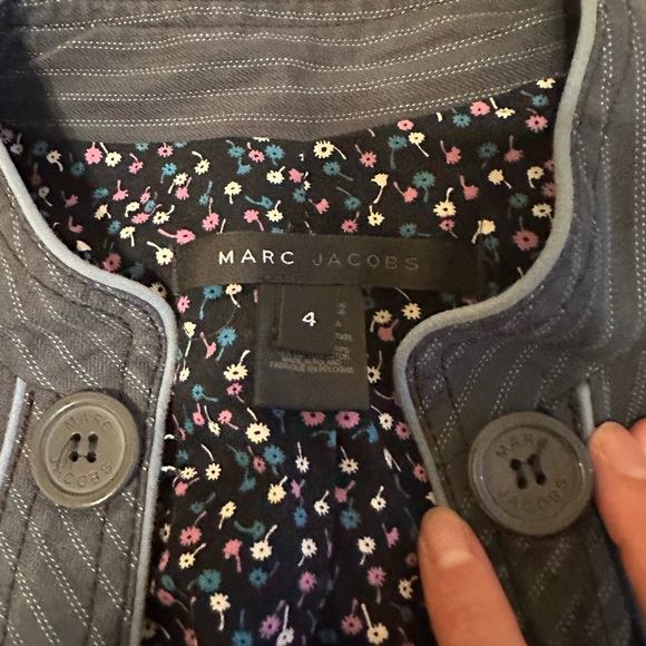 Vintage Marc Jacobs Military Button Gray Pinstripe Blazer Jacket - Picture 4 of 8